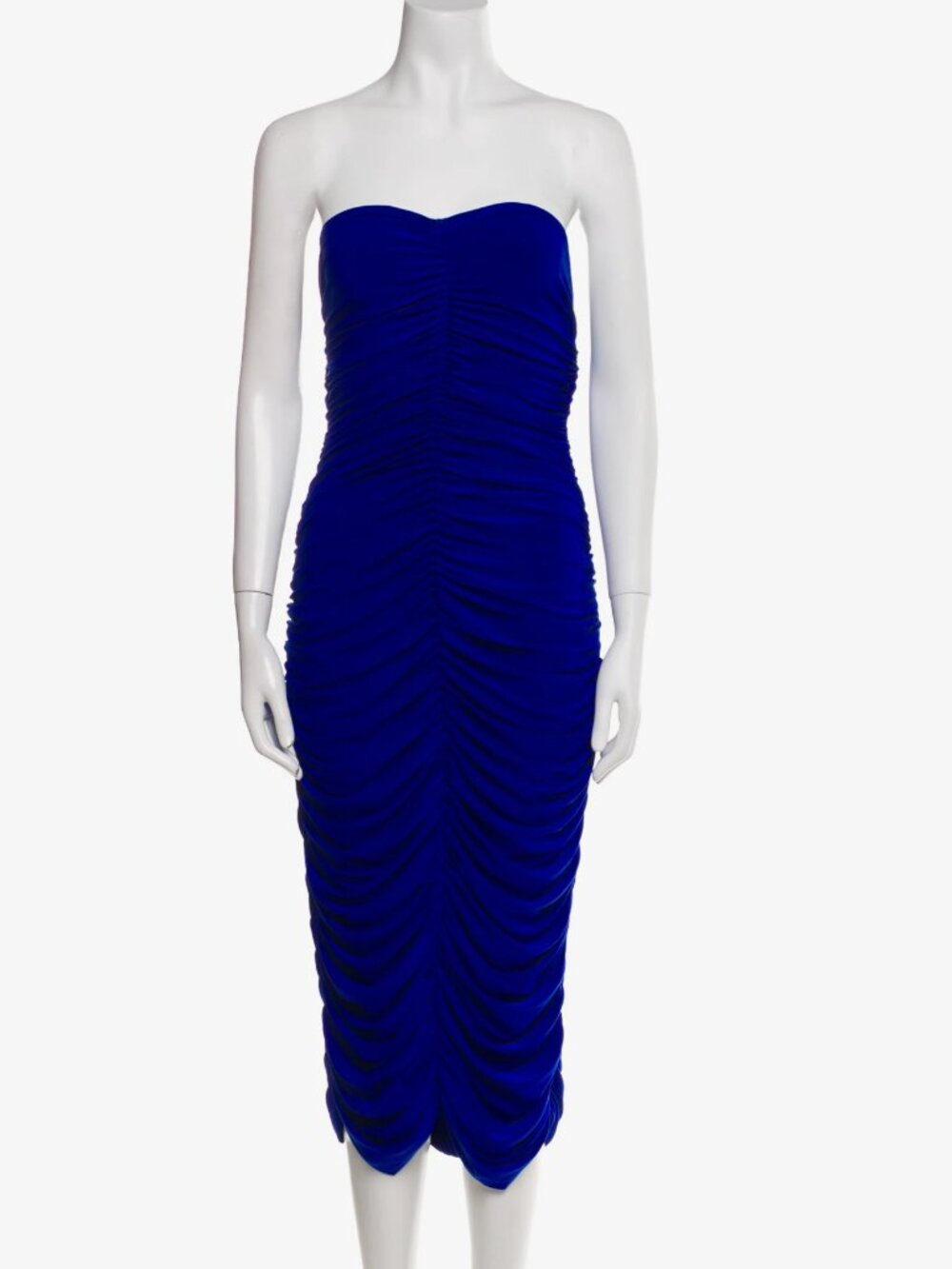 EUC - Norma Kamali Strapless Ruched Gathered Dress - Cobalt Blue M